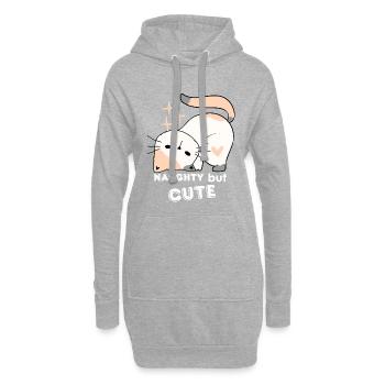 Chat coquin et mignon - Sweat-shirt à capuche long Femme - gris chiné - Devant