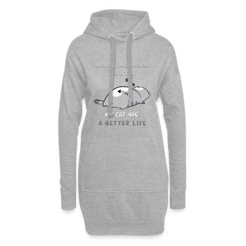 Chat Travail, Vie Meilleure - Sweat-shirt à capuche long Femme - gris chiné - Devant