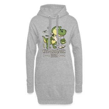Diplômé de la garderie Dinosaure 2026 - Sweat-shirt à capuche long Femme - gris chiné - Devant