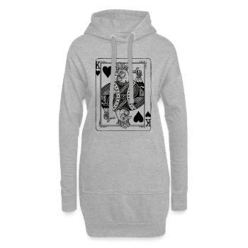 Herz König Huhn - Bauernhof Spielkarte Geschenk - Hoodie-Kleid - Grau meliert - Vorne