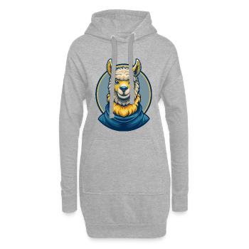 Alpaca Kawaii Maskottchen Cartoon Clipart Logo Abzeichen - Hoodie-Kleid - Grau meliert - Vorne
