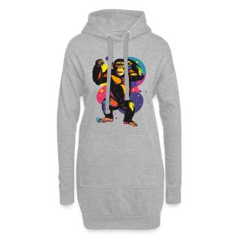 Motif coloré de Pop Art Chimpanzé Singe debout - Sweat-shirt à capuche long Femme - gris chiné - Devant