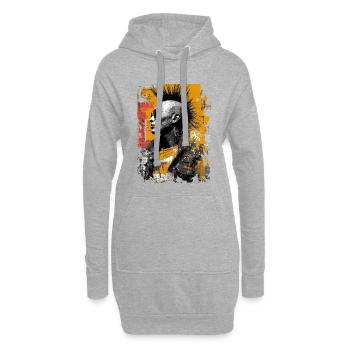 Punk mit Irokesenfrisur - Hoodie-Kleid - Grau meliert - Vorne