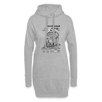 EG Strandkorb I Urlaub  I Seehund I Möwe I Strand  - Hoodie-Kleid - Grau meliert - Vorne