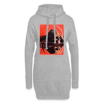 Totenkopf vor Berg mit roter Sonne - Hoodie-Kleid - Grau meliert - Vorne