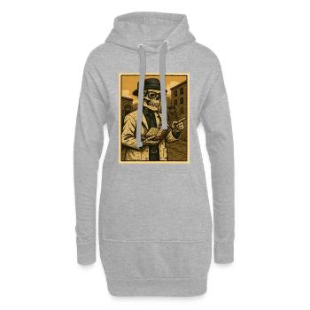 Médecin squelette avec un livre dans un style rétro - Sweat-shirt à capuche long Femme - gris chiné - Devant