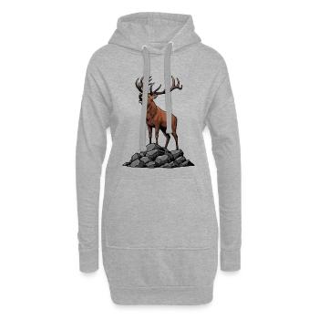 Majestätische Hirsche Mächtige Brunstwildnis - Hoodie-Kleid - Grau meliert - Vorne