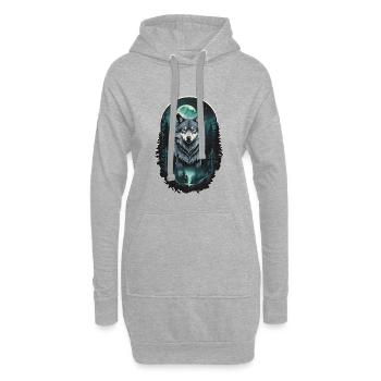 Mondwolf im Dunkelwald - Hoodie-Kleid - Grau meliert - Vorne