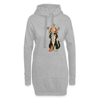 Planetenkatze - Hoodie-Kleid - Grau meliert - Vorne