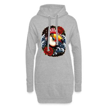 Tukan im japanischen Irezumi Tattoo Stil - Hoodie-Kleid - Grau meliert - Vorne