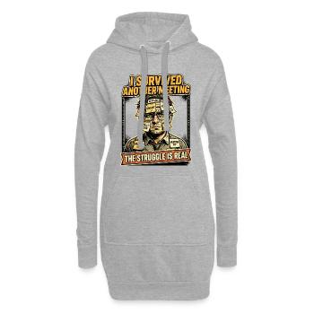 La réunion survit au stress du bureau Humour - Sweat-shirt à capuche long Femme - gris chiné - Devant