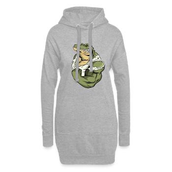 Motif de sport sportif musculaire crocodile fitness - Sweat-shirt à capuche long Femme - gris chiné - Devant