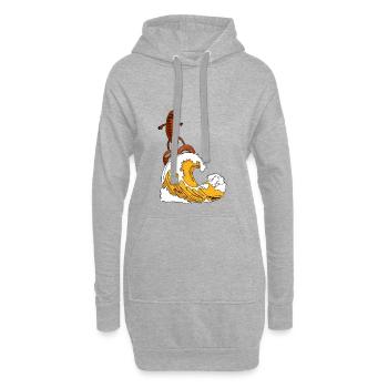 Bratwurst surft Brezel Surfbrett auf Bier - Hoodie-Kleid - Grau meliert - Vorne