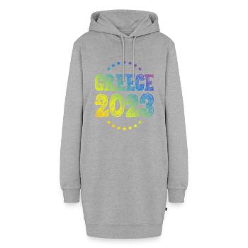 Grèce 2023 - Sweat-shirt à capuche long Femme - gris chiné - Devant
