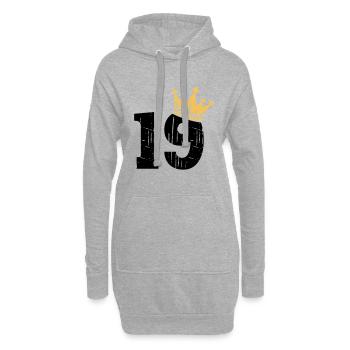 19 Couronne 19e anniversaire 19 ans - Sweat-shirt à capuche long Femme - gris chiné - Devant