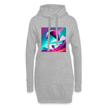 Paraglider im Retrowave Stil - Hoodie-Kleid - Grau meliert - Vorne