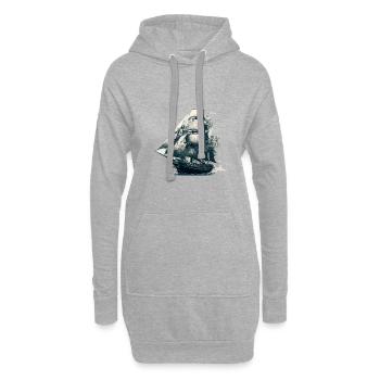 Grand marin en tournée, voilier sur la mer - Sweat-shirt à capuche long Femme - gris chiné - Devant