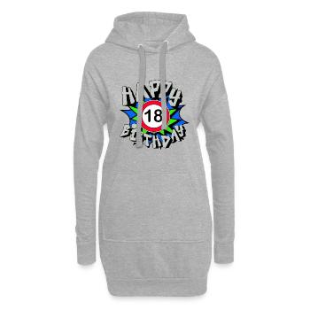 18e anniversaire , Joyeux 18 anniversaire Cadeau (25) - Sweat-shirt à capuche long Femme - gris chiné - Devant
