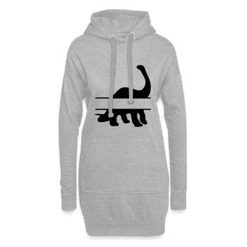 Dinosaurier - eigenen Text, eigener Name - Hoodie-Kleid - Grau meliert - Vorne