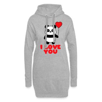 I LOVE YOU PANDA - Hoodie-Kleid - Grau meliert - Vorne