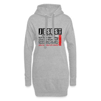 Jesus Christus Shirt Ich bin der Weg... Joh. 14:6 - Hoodie-Kleid - Grau meliert - Vorne
