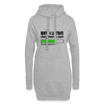 bientôt à la retraite chargement en cours,humour - Sweat-shirt à capuche long Femme - gris chiné - Devant