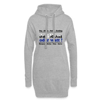 Hamburg , Tradition , Ja Moin oder watt (25) - Hoodie-Kleid - Grau meliert - Vorne