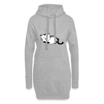 chat noir chat chaton doux cadeau de Noël - Sweat-shirt à capuche long Femme - gris chiné - Devant