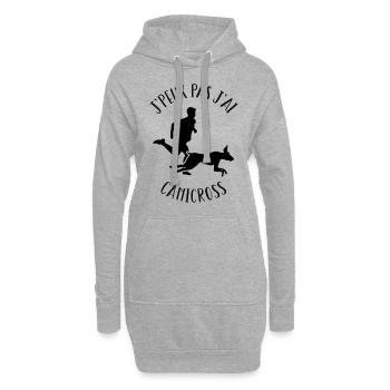 J'peux Pas J'ai Canicross, Humour Canicross - Sweat-shirt à capuche long Femme - gris chiné - Devant