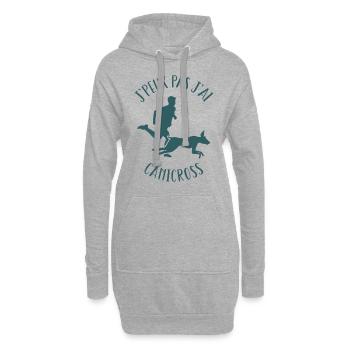J'peux Pas J'ai Canicross, Humour Canicross - Sweat-shirt à capuche long Femme - gris chiné - Devant