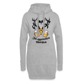 Hirsch mit Beute JGA Bier Bierkrüge zum Anstossen - Hoodie-Kleid - Grau meliert - Vorne