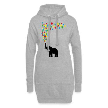 Elefant Luftballon Freude Spiel Spass Geschenk - Hoodie-Kleid - Grau meliert - Vorne