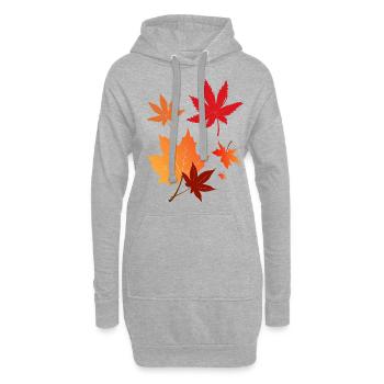 feuilles d’automne colorées - Sweat-shirt à capuche long Femme - gris chiné - Devant