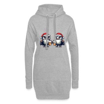 Eule Weihnachten Bier Team - Hoodie-Kleid - Grau meliert - Vorne