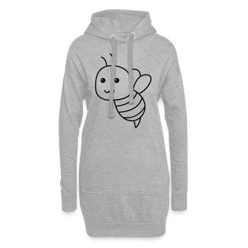 Honigbiene Comic Tier - Hoodie-Kleid - Grau meliert - Vorne