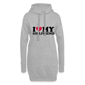 I love my girlfriend - Sweat-shirt à capuche long Femme - gris chiné - Devant