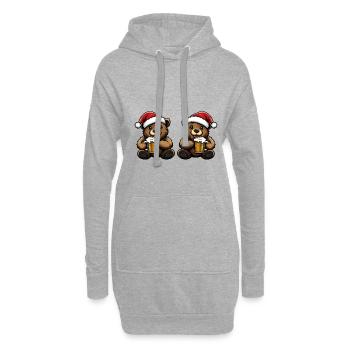 Bär Weihnachten Bier Team - Hoodie-Kleid - Grau meliert - Vorne