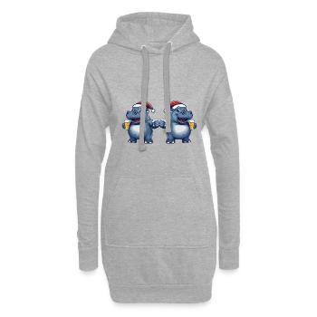 Nilpferd Weihnachten Bier Team - Hoodie-Kleid - Grau meliert - Vorne