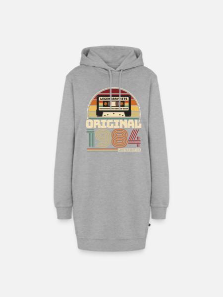 Retro Vintage Kassette Geburtstag Jahrgang 1984 - Hoodie-Kleid - Grau meliert
