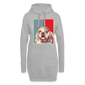 Hundegrafik - Vintage Englische Bulldogge - Hoodie-Kleid - Grau meliert - Vorne