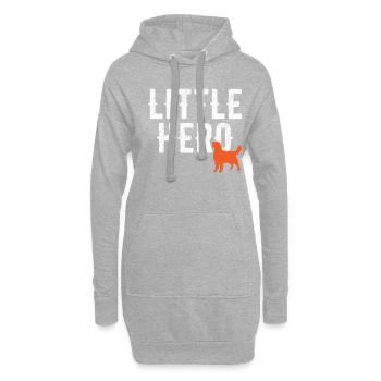 Kleiner Held - Niedlicher Tierhund - Hoodie-Kleid - Grau meliert - Vorne