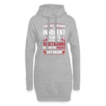 Violence végétarienne Nourriture Bacon - Sweat-shirt à capuche long Femme - gris chiné - Devant