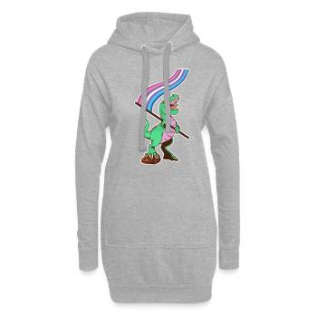 LGBTQ-Flagge - Dinosaurierbär - Hoodie-Kleid - Grau meliert - Vorne