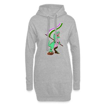 Drapeau LGBTQ - Dinosaur Genderqueer - Sweat-shirt à capuche long Femme - gris chiné - Devant
