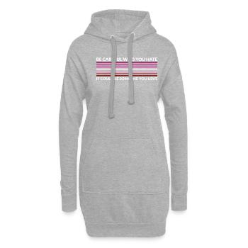 Attention qui déteste - Rouge à lèvres LGBTQ - Sweat-shirt à capuche long Femme - gris chiné - Devant
