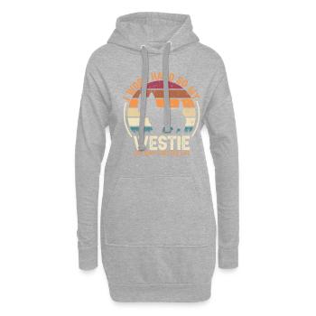 Work Hard - Retro Westie - Hoodie Dress - heather grey - Front