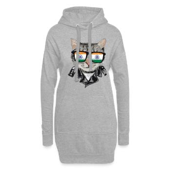 Cat India Flag Lunettes de soleil - Sweat-shirt à capuche long Femme - gris chiné - Devant