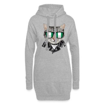Katzen Nigeria Flagge Sonnenbrille - Hoodie-Kleid - Grau meliert - Vorne