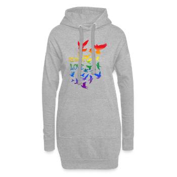 respect amour, amour, sourd, graffiti, arc-en-ciel - Sweat-shirt à capuche long Femme - gris chiné - Devant