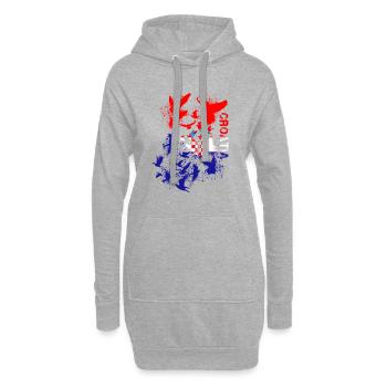 Croatie,Drapeau,Pigeons,Liberté,Drapeau,Croatie - Sweat-shirt à capuche long Femme - gris chiné - Devant